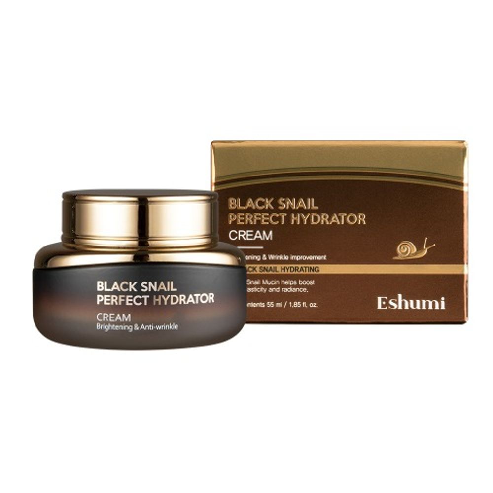 [ESHUMI] Black Snail Perfect Hydrator Cream 55ml – 3X Mucin for Wrinkle Care, Elasticity & Brightening with Adenosine & Niacinamide - Made in Korea